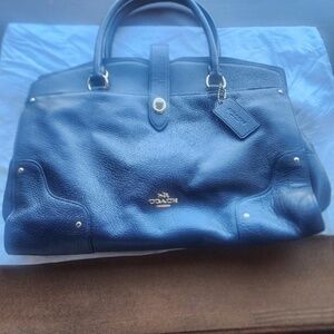 Coach Navy Leather Structured Handbag